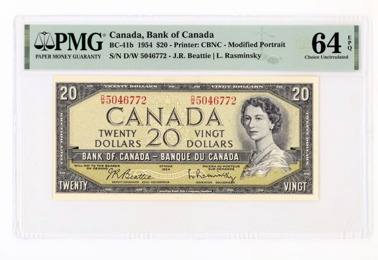 CANADA KANADA 20 Dollars 1954 Pick # 41b PMG 64 EPQ - UNC