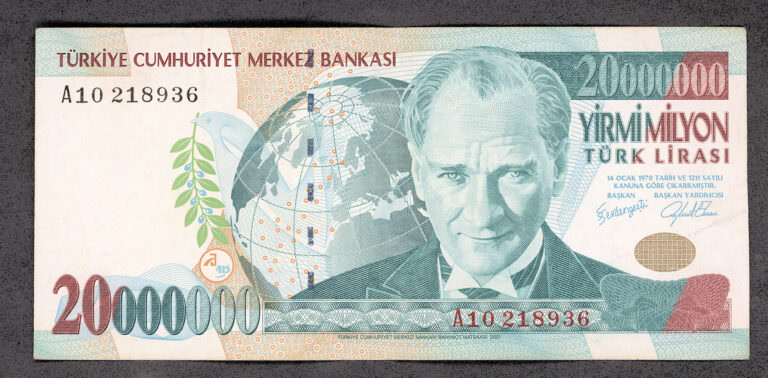 7. EMİSYON 20 000 000  Lira 2001 Pick#215 *VF Turkey Türkiye SATILDI - OUT OF STOCK