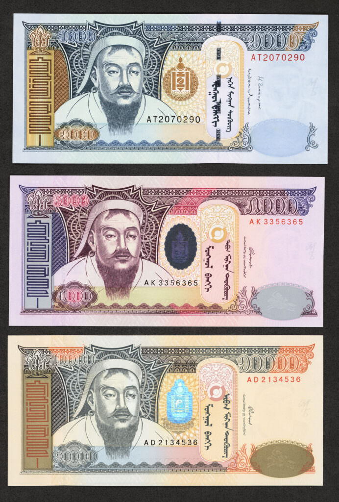 MONGOLIA 1000 (2013) + 5000 (2003) + 10000 (2002) Turik - Pick#67d + 68b + 69a - UNC - Görsel 2