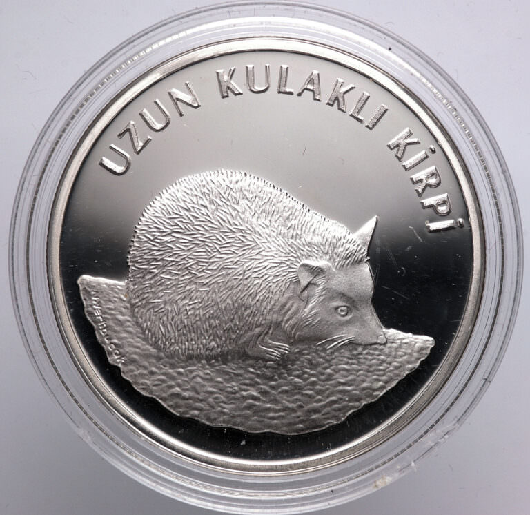 Türkiye nin hayvanları Kirpi 38.61 mm. Gümüş Sertifikalı hatıra parası