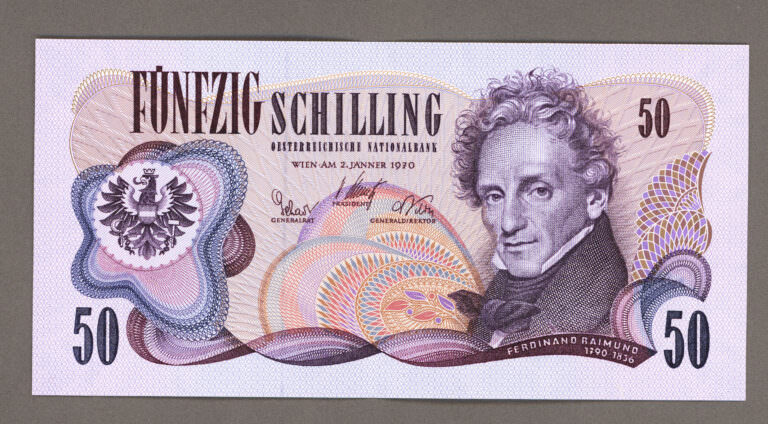 ÖSTERREICH AUSTRIA 50 Shilling 1970 Pick#143a *EF ççt banknot