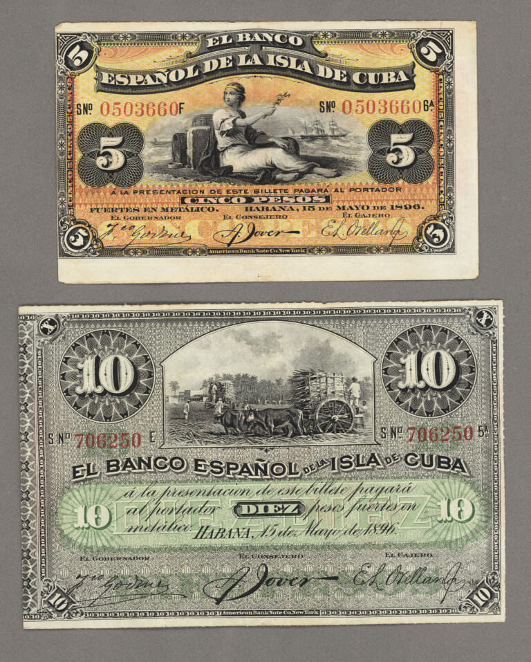 CUBA KÜBA 2 adet banknot 1896-98 *VF