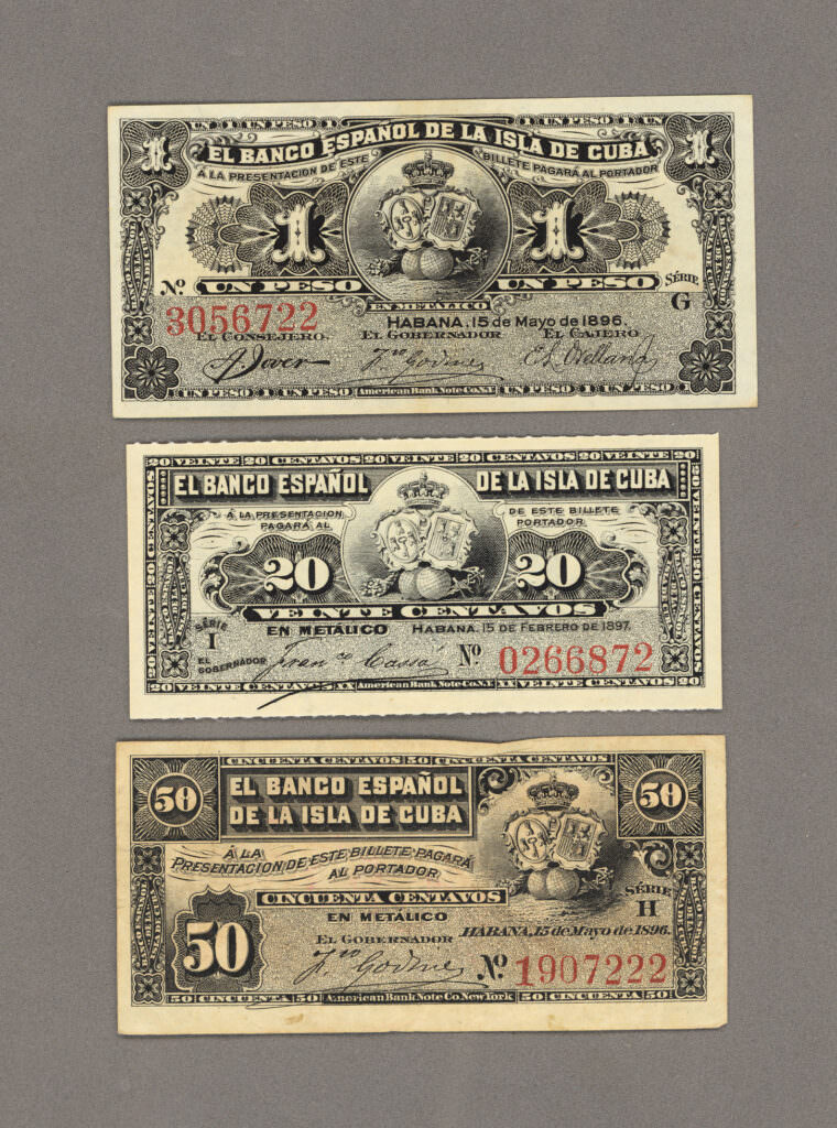 CUBA KÜBA 3 adet banknot 1897-98 *SATILDI - OUT OF STOCK