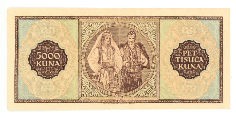HIRVATISTAN KROATIEN 5000 Kuna 1943 - ççt banknot - Görsel 2