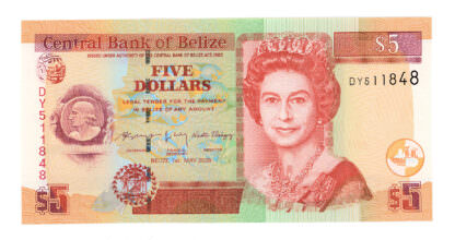 BELİZE 2020 YILI 5 DOLAR  UNC - ÇİL banknot