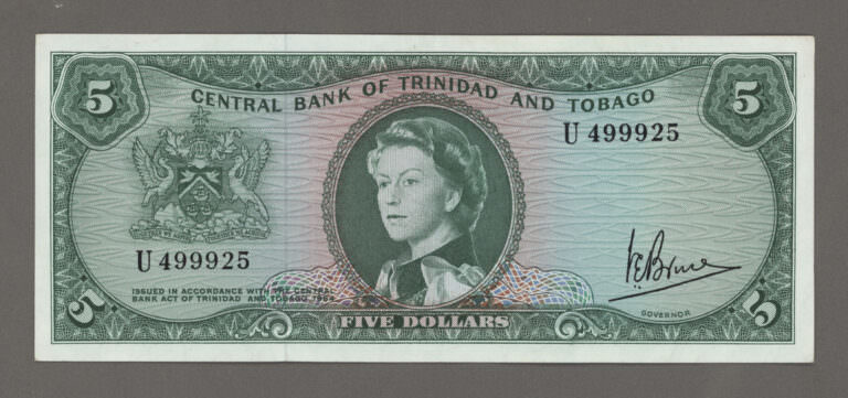 TRINIDAD & TOBAGO 5 Dollars 1964 Pick#27c -EF *ççt banknot SATILDI-STOKTA YOK - Görsel 3