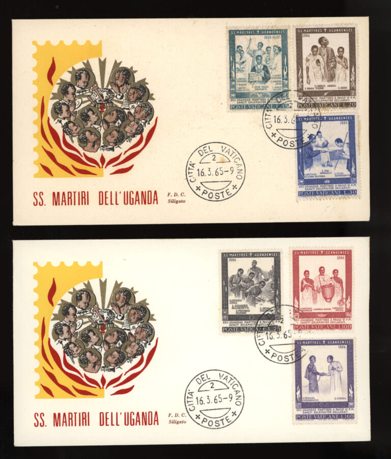VATIKAN 2 adet FDC 1965 Uganda misyonu