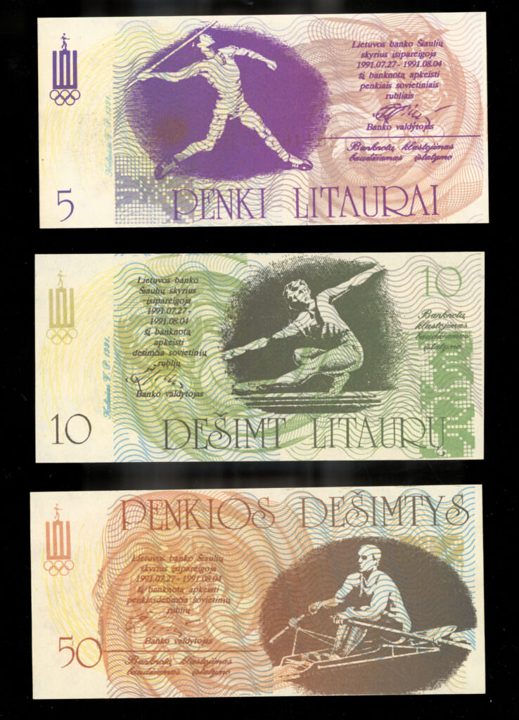 LITAUEN Notgeld Olympiaden 1991 UNC - Görsel 5