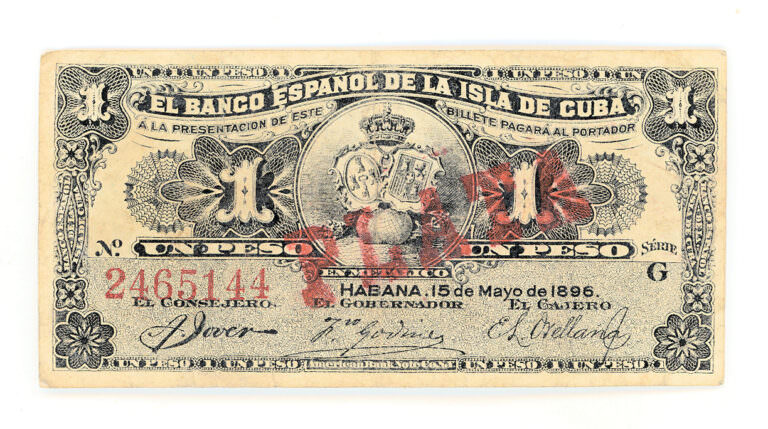 CUBA Küba 1 Peso 1896  Pick # 47b *VF çt banknot