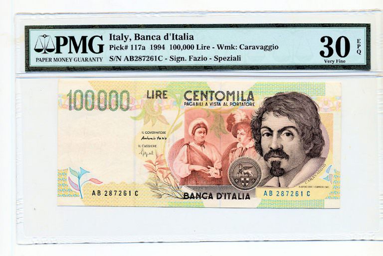 ITALY Italya 100 000 Lire 1994 Pick#117a PMG 30 EPQ vf - çt