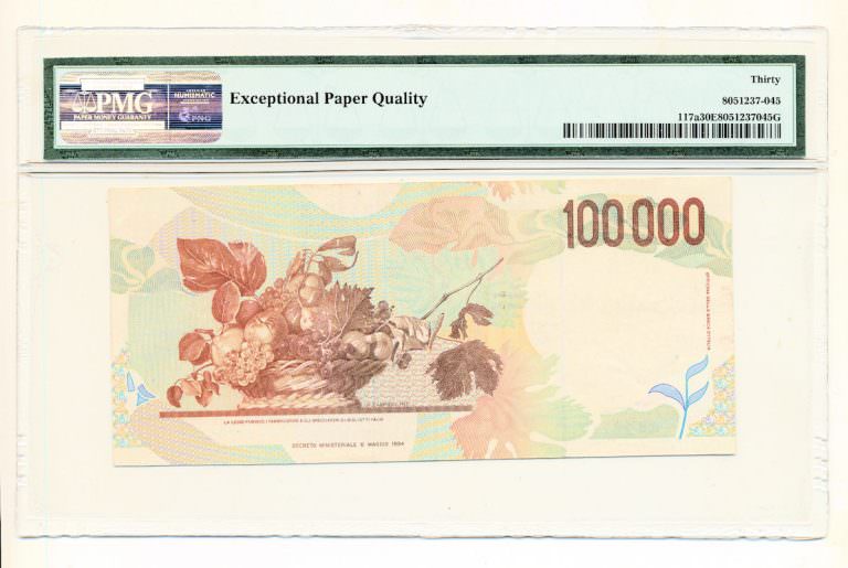 ITALY Italya 100 000 Lire 1994 Pick#117a PMG 30 EPQ vf - çt - Görsel 2