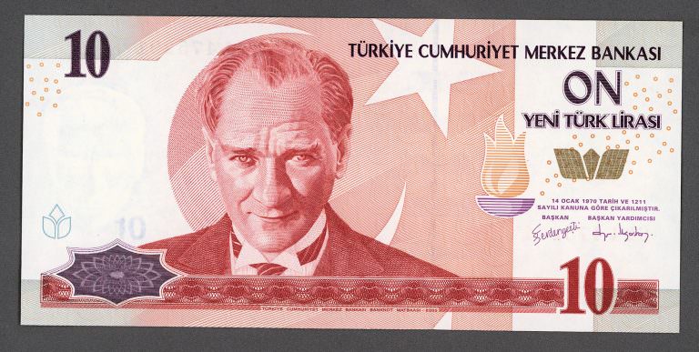 8. Emis. 1. Tertip 10 Yeni Türk Lirası 2007 (8. Emisyon) C24 harfi çil – UNC