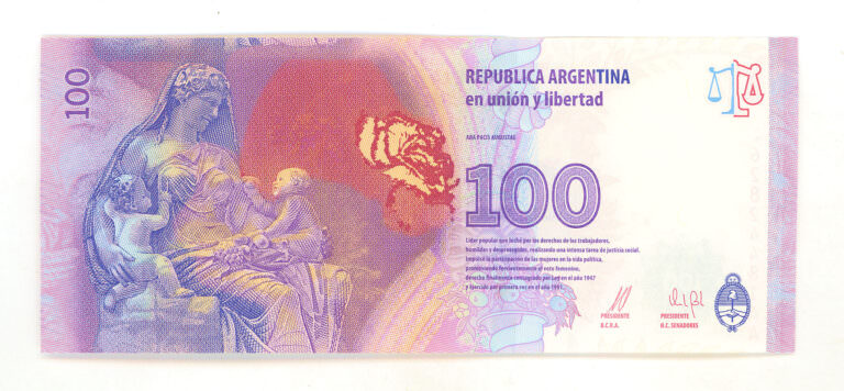 Arjantin 100 Pesos Evita Peron çil banknot koleksiyon (AA serisi) - Görsel 2