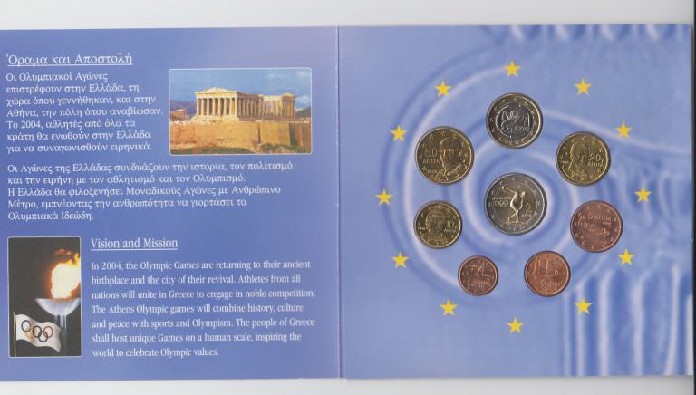 Yunanistan GREECE 2004 Euro Coin Set Olympic Games Athena - Görsel 2