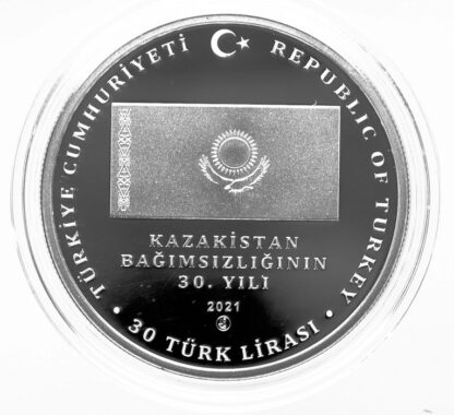 KAZAKISTAN 30. YIL HATIRA PARASI 0.925 gümüs *proof 31. mm. çap 2021