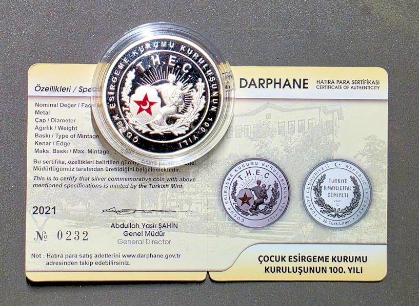 Çocuk Esirgeme Kurumu 100 YILI DARPHANE GÜMÜŞ HATIRA PARASI Sertifikalı Mineli