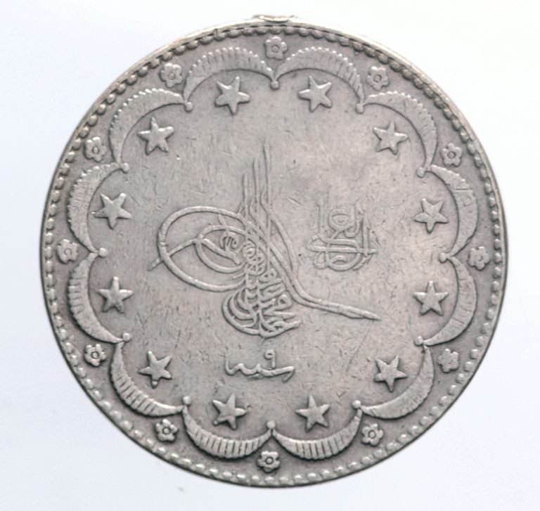 Osmanli Sultan Mehmet Reşat 20 Kuruş 1327/9  Gümüş (kulptan çıkma) - Görsel 2