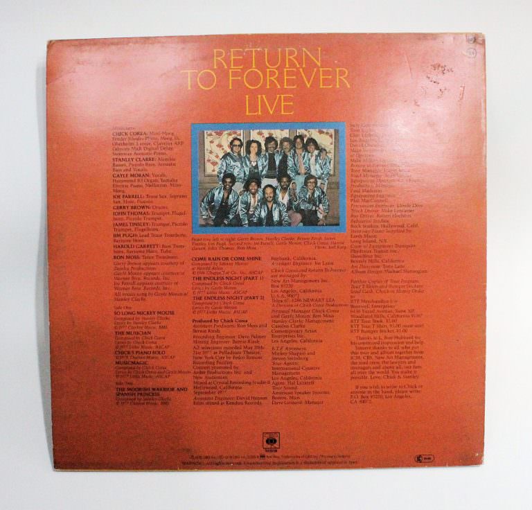 RETURN TO FOREVER Chick Corea LIVE JAZZ LP 33lük dönem baskısı *Printed in HOLLAND 7/7 - Görsel 2