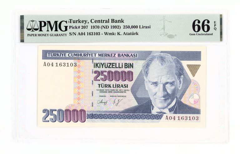 7. Emisyon 250 000 TL A04 PMG SERTİFİKALI 66 EPQ ÇİL