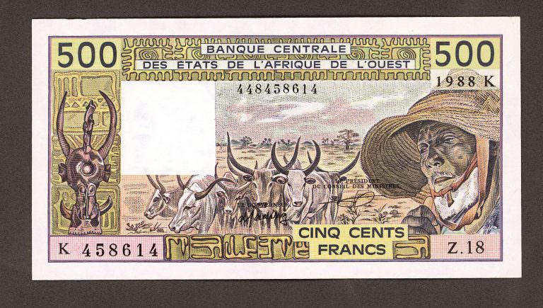 BCEAO Batı Afrika 500 Frank 1988 Pick#106a - UNC çil banknot