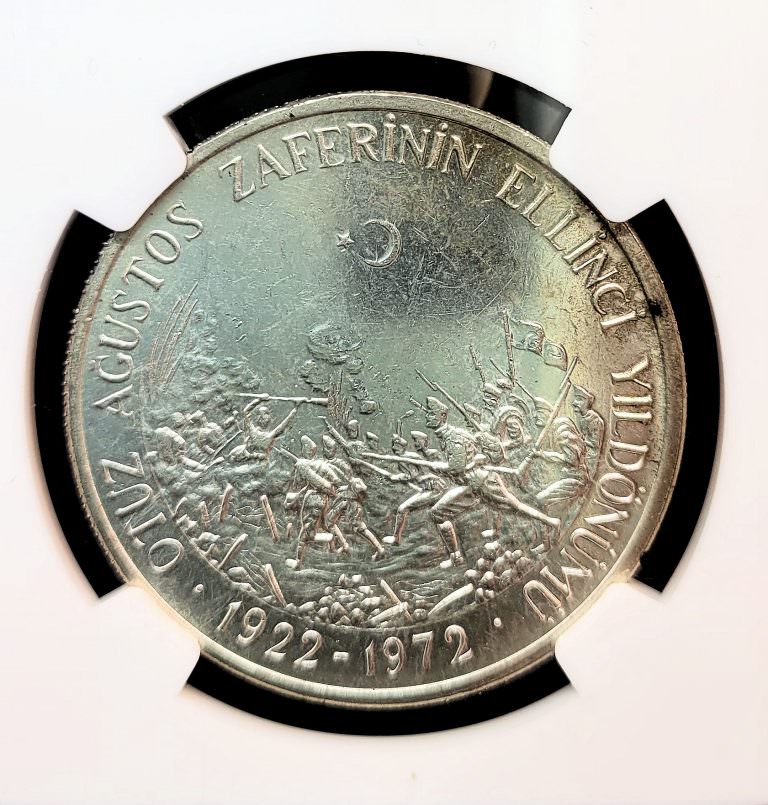 30 Agustos 50. sene 1972 DARPHANE GÜMÜŞ HATIRA NGC 62 Sertifikalı çil *SATILDI - OUT OF STOCK