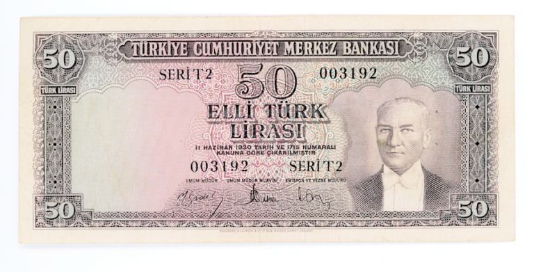 5. Emisyon 50 Lira 1957-1979 Pick#165a VF - 4. Tertip *çt banknot - Görsel 2