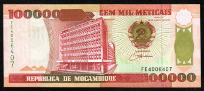 Moçambique Mozambik 100 000 Meticais UNC