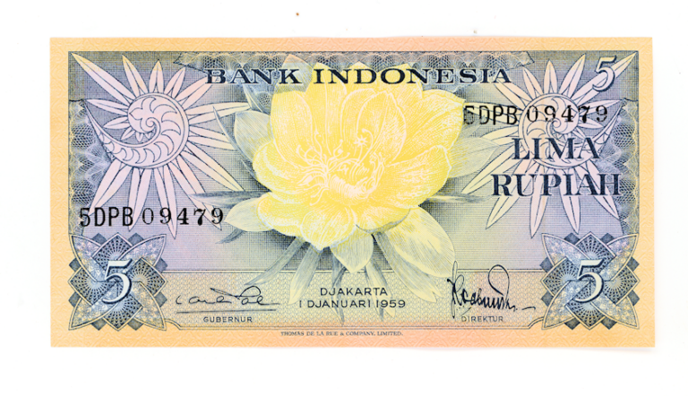 INDONESIA 5 Rupiah 1959 UNC - çil banknot