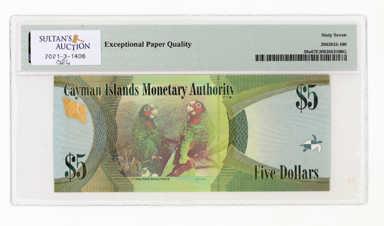 CAYMAN ISLAND 5 Dollars 2010 Pick#39a PMG 67 EPQ - UNC *çil banknot - Görsel 2