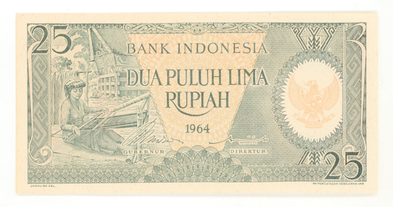 INDONESIA 25 Rupiah 1964 UNC - çil banknot