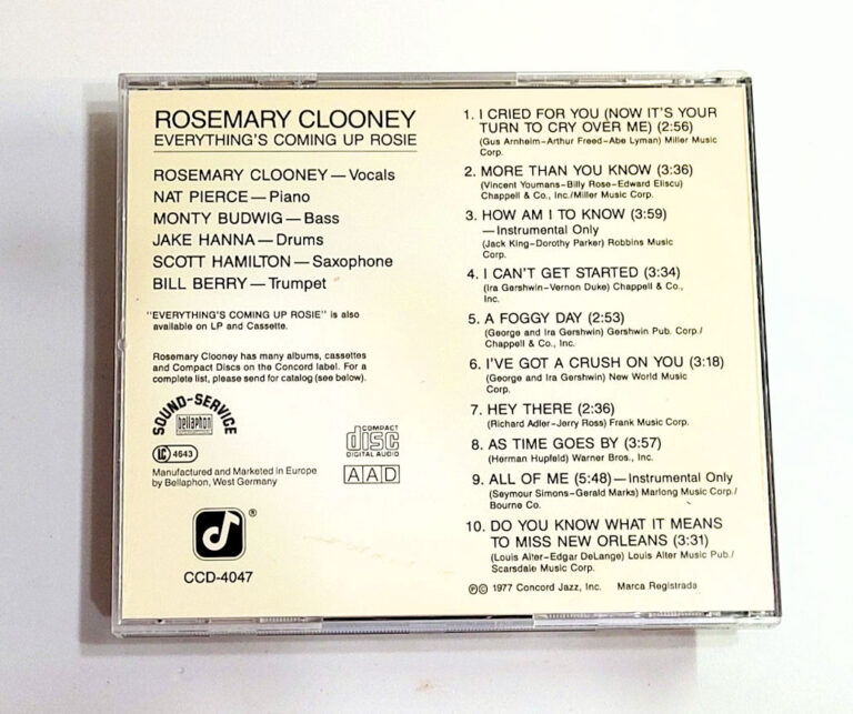 ROSEMARY CLOONEY everything coming up Rosie Female Jazz Singer CD (iyi durumda) SATILDI – OUT OF STOCK - Görsel 2