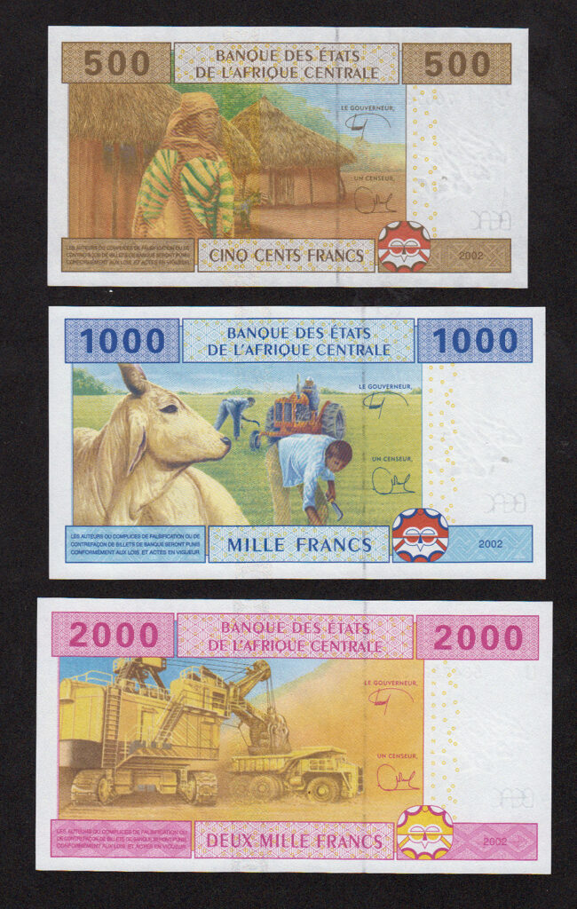 Cameroun MERKEZİ AFRİKA *U= KAMERUN  100+500+1000 FRANK ÇİL - Görsel 2