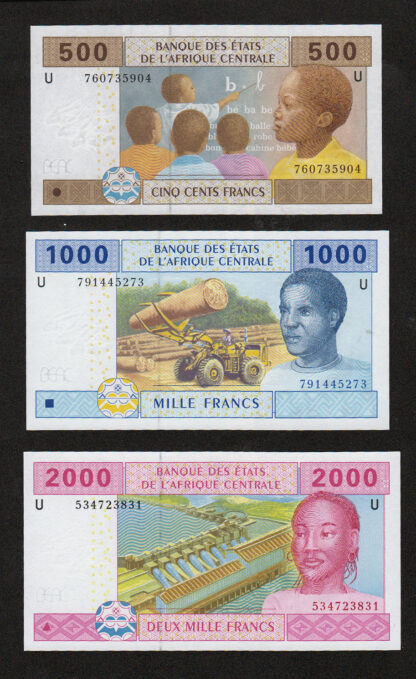 Cameroun MERKEZİ AFRİKA *U= KAMERUN  100+500+1000 FRANK ÇİL