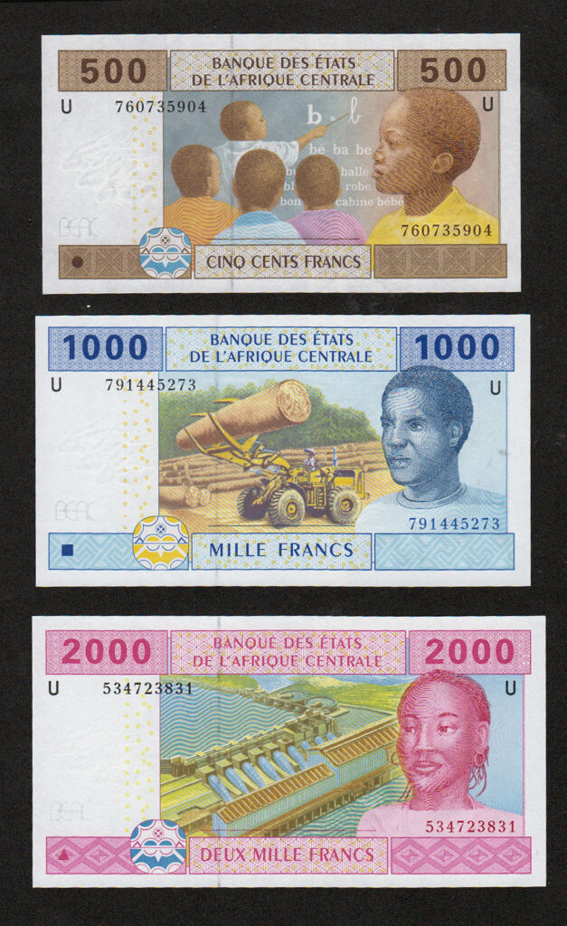 Cameroun MERKEZİ AFRİKA *U= KAMERUN  100+500+1000 FRANK ÇİL