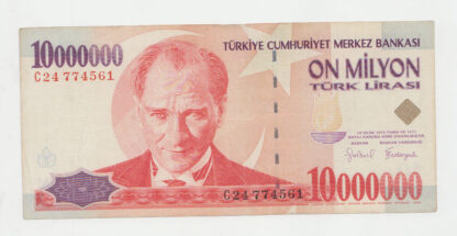 7. EMİSYON 10 000 000 Lira C24 serisi - çt banknot *VF