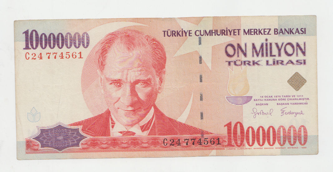 7. EMİSYON 10 000 000 Lira C24 serisi - çt banknot *VF
