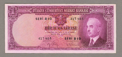 2. Emisyon 1. Tertip 1 Lira 1942-1947 Pick#135 *EF - ççt banknot *SATILDI - OUT OF STOCK