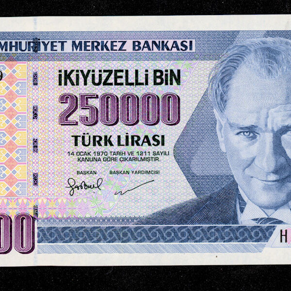 7. Emisyon 250 000 Lira Alanya – UNC çil banknot