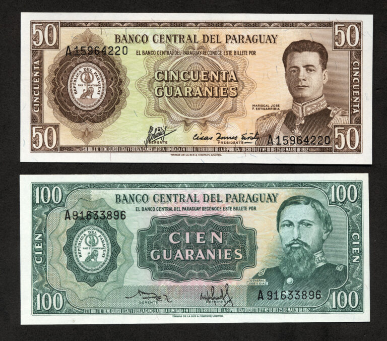 PARAGUAY 50 & 100 Guaranies UNC
