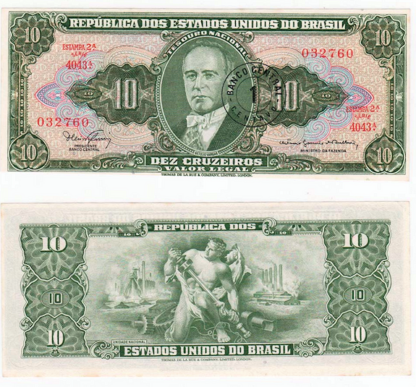 BRASIL Brezilya 1 Centavo damga (10 Cruzeros) UNC*çil