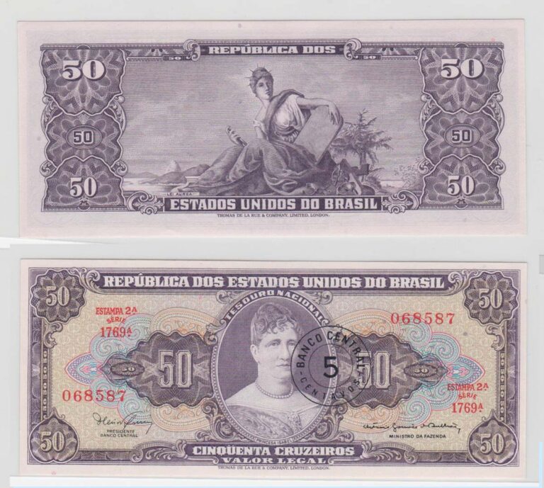 BRASIL Brezilya 5 Centavos damga (50 Cruzeros) UNC*çil