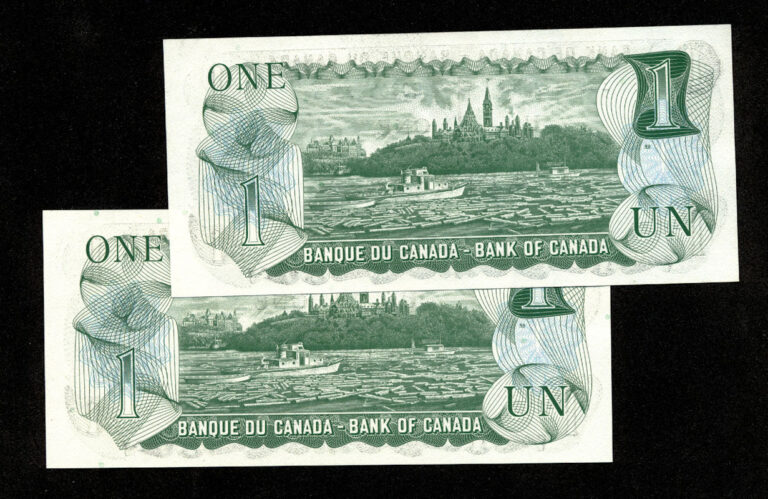 CANADA KANADA 2 adet seri takipli 1 Dollars w/ Queen UNC - Görsel 2