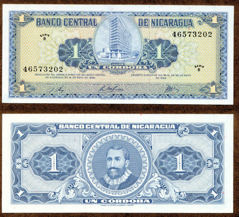 NICARAGUA 1 Cordoba 1968 UNC çil banknot