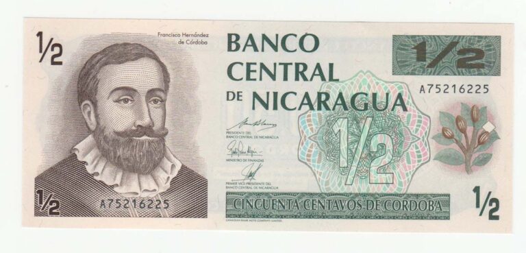 NICARAGUA 1/2 Cordoba UNC çil banknot *Nadir