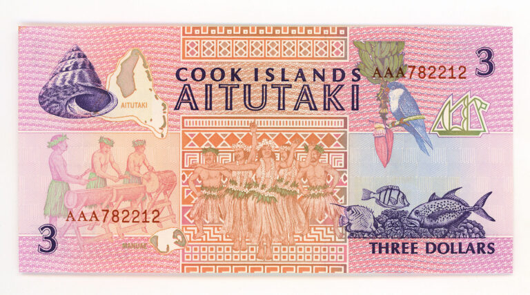 COOK ISLAND 3 Dollars serial AAA - UNC