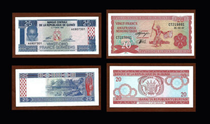 BURUNDI 2 Banknot 25 + 50 Ameranga - UNC