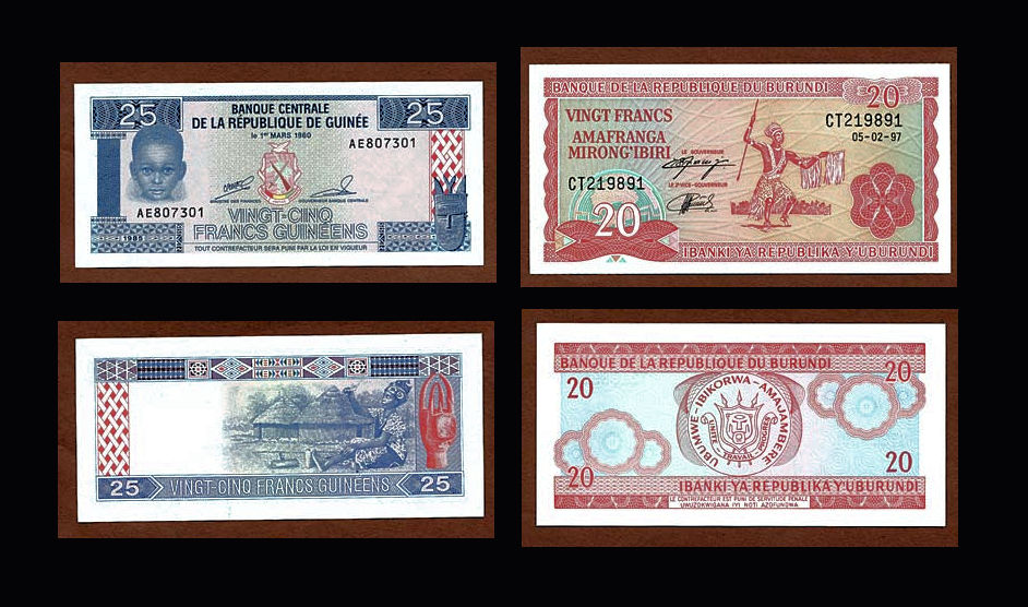 BURUNDI 2 Banknot 25 + 50 Ameranga - UNC
