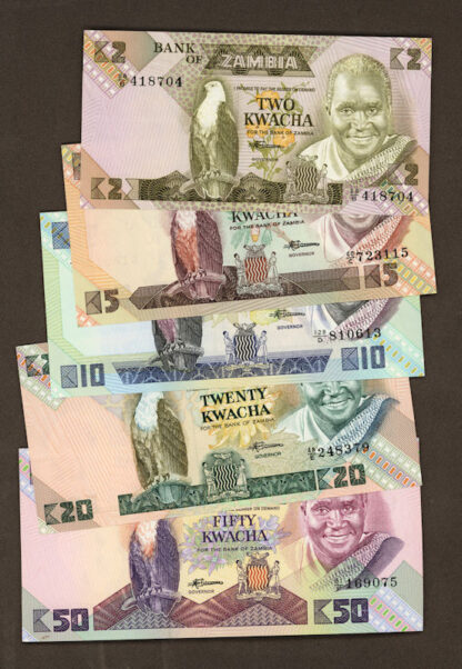 ZAMBIA 5 adet Kwacha - UNC *ÇİL