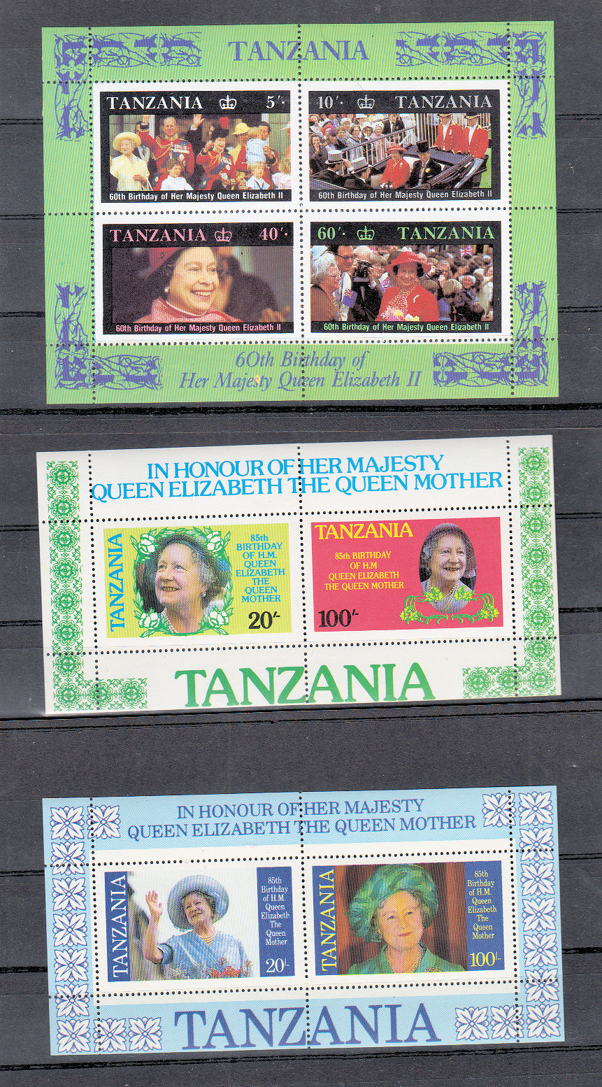 TANZANIA 3 Blocks QUEEN **MNH
