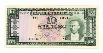 5. Emisyon 10 Lira 1963-66 Banknot 4. Tertip çt (Z34)